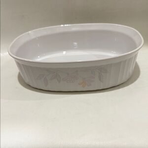 Corningware Pink Trio Ribbed White Ceramic Baking Dish 1.8 Liter 9 1/2 X 7 1/2
